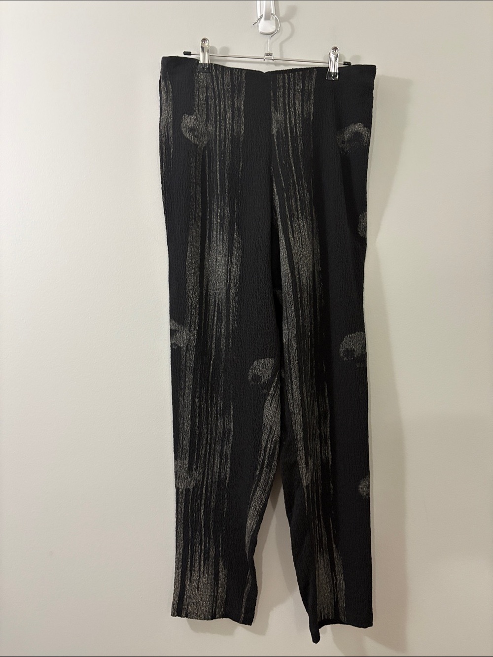 Black Trousers with Silver Brushstroke Pattern - Picture 2 of 8